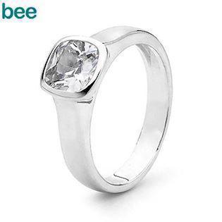 Bee Jewelry Bezel Ring silver Fingerring shiny, model 35310-CZ